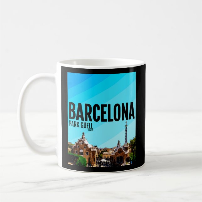 Barcelona Stadt Spanien Park Guell Barca Kaffeetasse (Links)