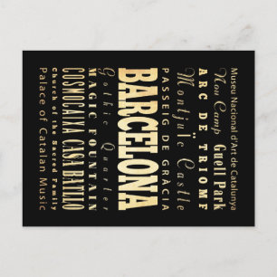 Barcelona Stadt Spanien Typografie Kunst Postkarte