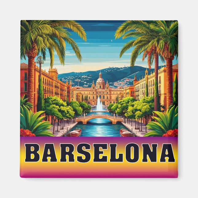 🧲 Barcelona Strandurlaub Erinnerung Spanien 🌊 Magnet (Vorne)