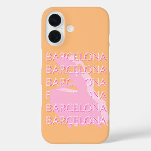 Barcelona Travel Art, Spanien, Orange, Pink iPhone 16 Hülle