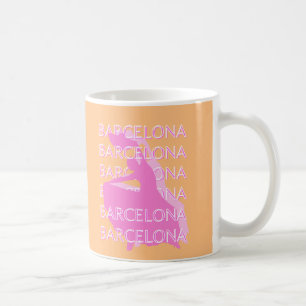 Barcelona Travel Art, Spanien Reisen Kunst, Orange Kaffeetasse