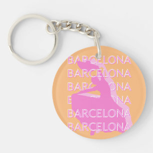 Barcelona Travel Art, Spanien Reisen Kunst, Orange Schlüsselanhänger