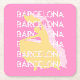Barcelona Travel Art, Spanien, Travel Art, Pink Rechteckiger Pappuntersetzer