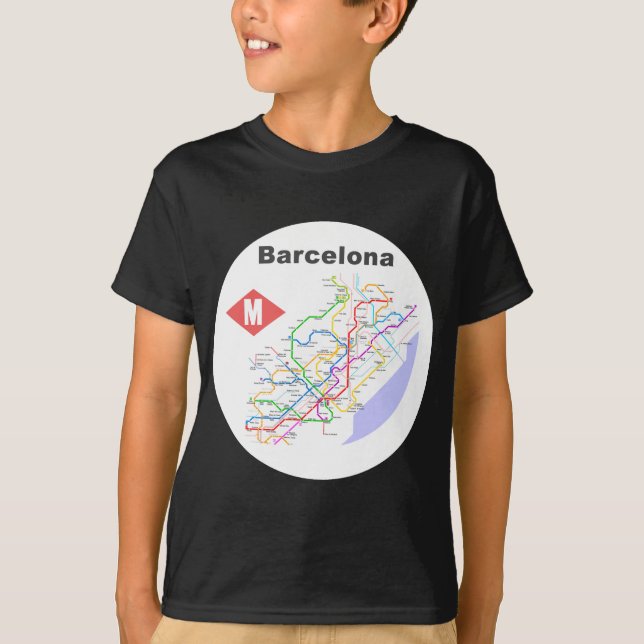 Barcelona-Untergrundbahn-Karten-Shirts T-Shirt (Vorderseite)
