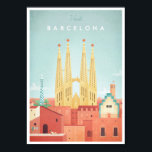 Barcelona Vintage Travel Poster<br><div class="desc">Vintages Reiseplakat von Barcelona,  Spanien,  inspiriert von den Vintage-Reiseplakaten der 20er Jahre. Text lautet: Barcelona besuchen. Original handgezeichnete und digital gerenderte Illustration von Henry Rivers of Travel Poster Co.</div>