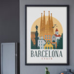 Barcelona Vintage Travel Poster<br><div class="desc">Vintage Reiseplakat von Barcelona in Spanien,  inspiriert durch Vintage-Reiseplakate der 20er Jahre. Im Text steht Barcelona Spanien. Custom Wall Art für Ihre Wohnung oder Ihr Haus. Gute Geschenkidee am Geburtstag oder Weihnachten.</div>