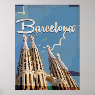Barcelona Vintage Travel Poster