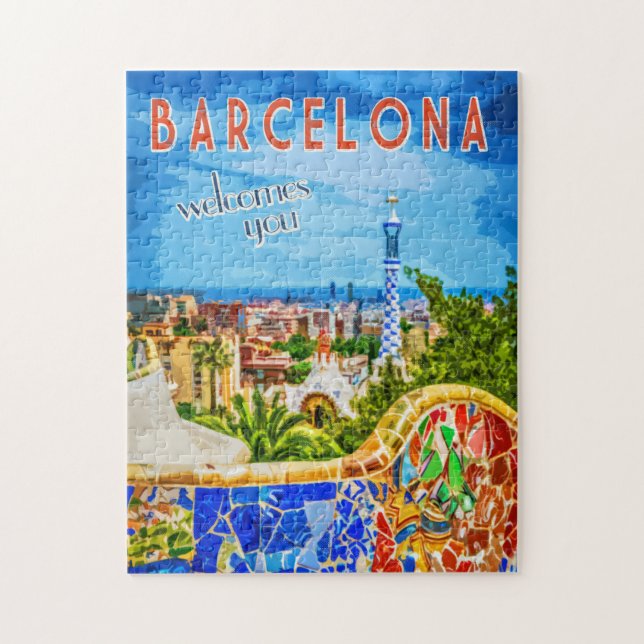 Barcelona Vintage Travel Poster Unterkunft (Vertikal)
