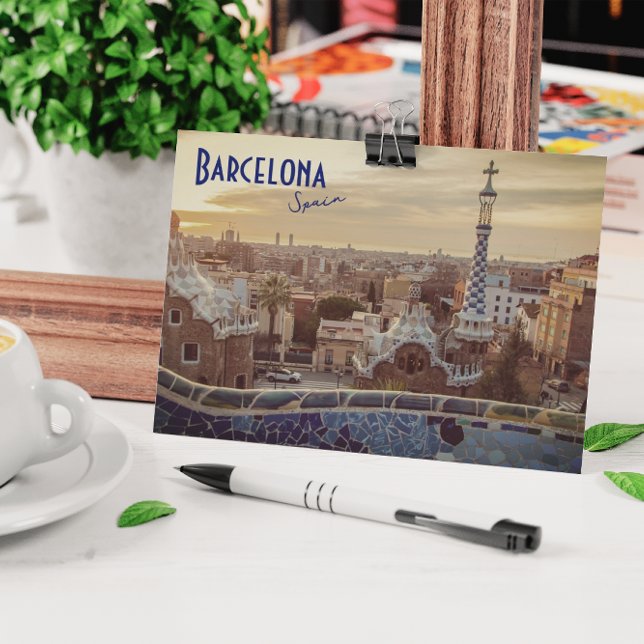 Barcelone, Espagne - Carte postale Park Guell (Créateur téléchargé)