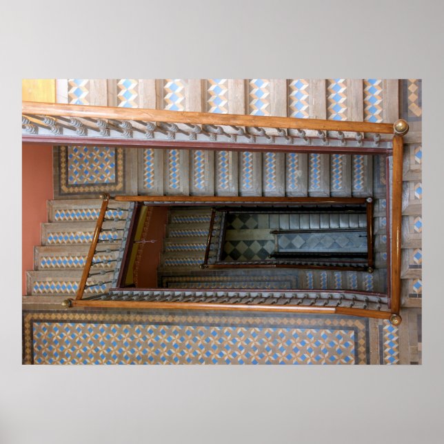 Barcelone, Espagne - Poster de l'escalier en mosaï (Devant)