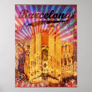 Barcelone, Espagne, Poster vintage