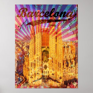Barcelone, Espagne, Poster vintage