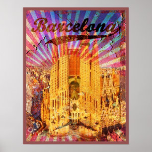 Barcelone, Espagne, Poster vintage