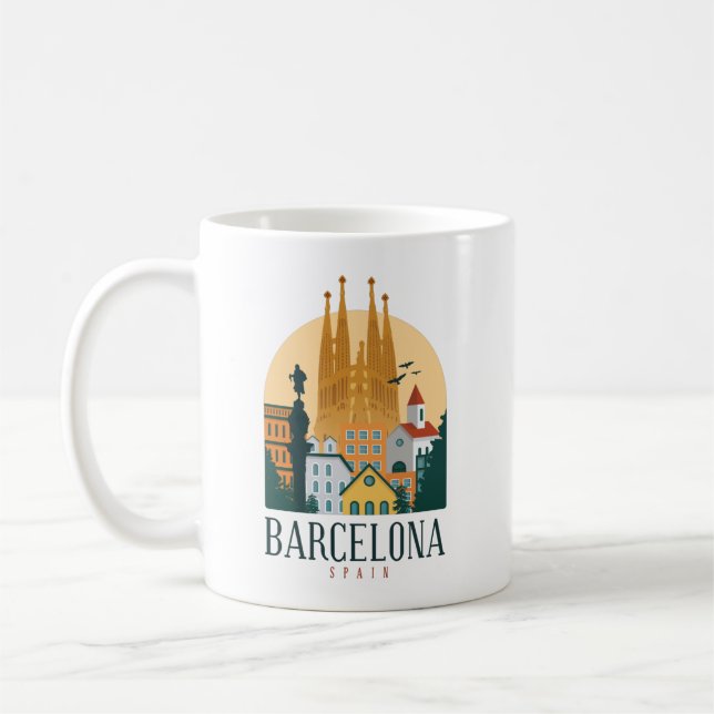 Barcelone Espagne Skyline Café Mug (Gauche)