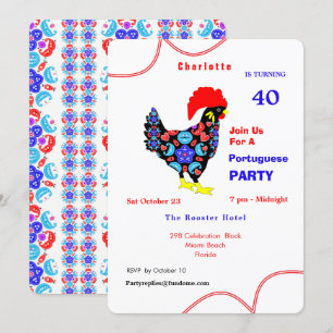 Barcelos-Hahn Portugiesische Party-Thema Einladung