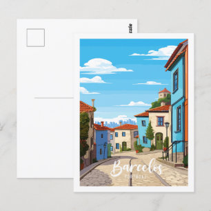 Barcelos Portugal Vintage Reise Illustration Postkarte