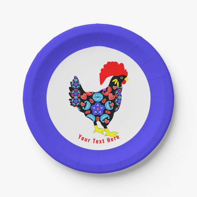 Barcelos Rooster Portugiesisches NationalEmblem Pappteller (Vorderseite)