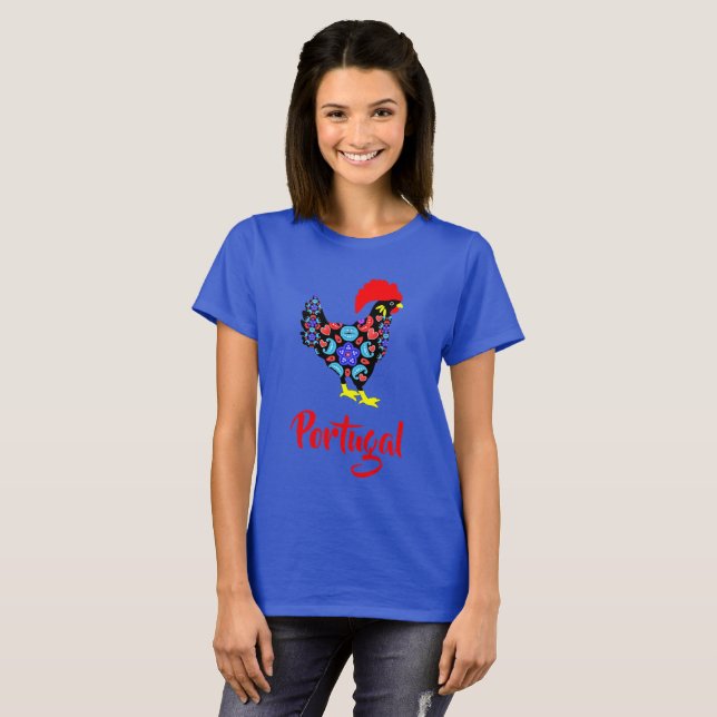 Barcelos Rooster Portugiesisches NationalEmblem T-Shirt (Vorne ganz)
