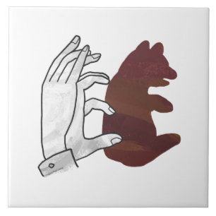 Bärchen Braune Hand Silhouette Fliese