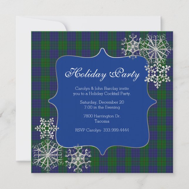 Barclay Clan Tartan Kariertes Weihnachtsfest Party Einladung (Vorderseite)