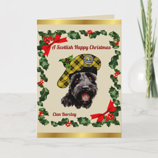 Barclay Scottie Dog Personalisiert Xmas Karte (Vorderseite)