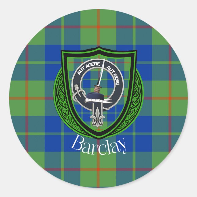 Barclay Scottish Clan Tartan & Crest Runder Aufkleber (Vorderseite)