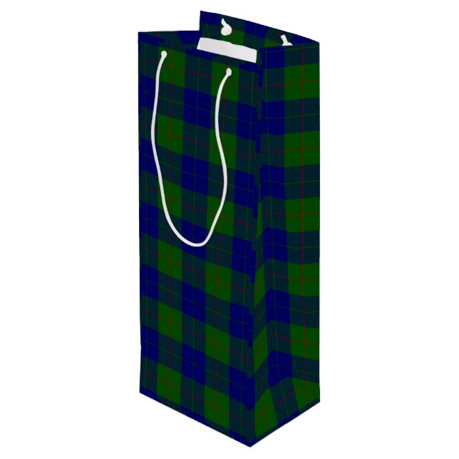 Barclay Tartan Blau grün kariert Geschenktüte Für Weinflaschen (Rückseite Schrägansicht)