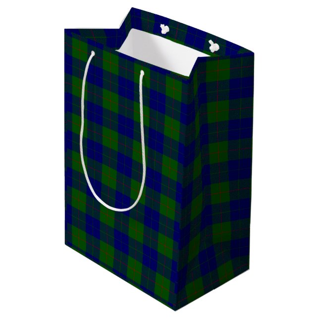 Barclay Tartan Blau grün kariert Mittlere Geschenktüte (Rückseite Schrägansicht)