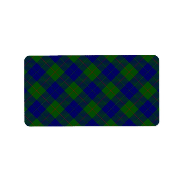 Barclay Tartan Blau kariert Adressaufkleber (Vorne)