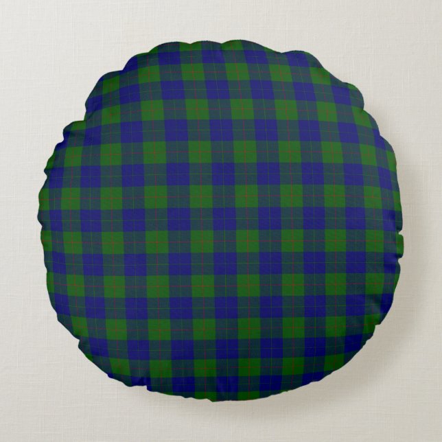 Barclay Tartan Blau kariert Rundes Kissen (Vorderseite)