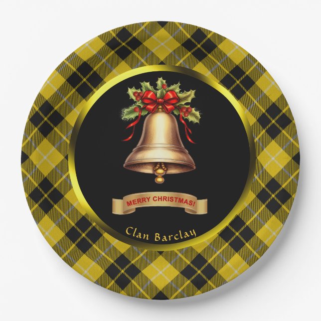 Barclay Tartan Personalisiert Weihnachten Pappteller (Vorderseite)