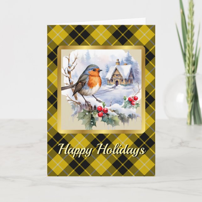 Barclay Wappen & Tartan w/Robin Personalisiert Karte (Vorderseite)
