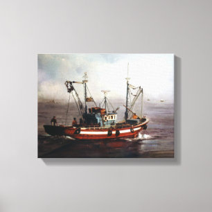 Barco de pesca/Pesqueiro/Fischereiboot Leinwanddruck