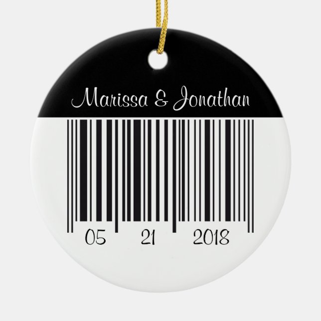 Barcode danken Ihnen Hochzeitsverzierung Keramik Ornament (Vorne)
