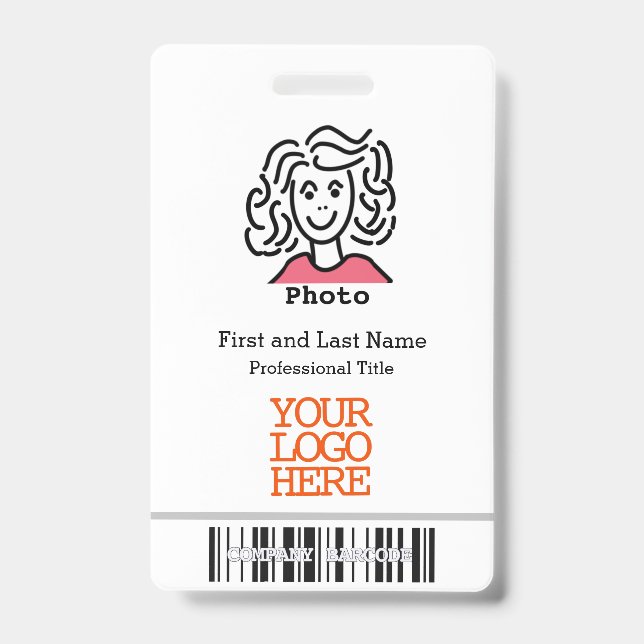 Barcode des Firmenlogos Mitarbeiter Foto Ausweis (Vorderseite)