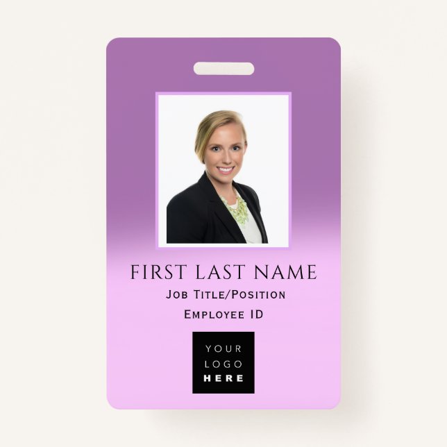 Barcode Foto Name ID Card NURSE Pflege LILA Ausweis (Vorderseite)
