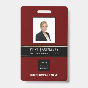 Barcode-Foto-Name-ID-Karte vertikal Gold Burgund Ausweis
