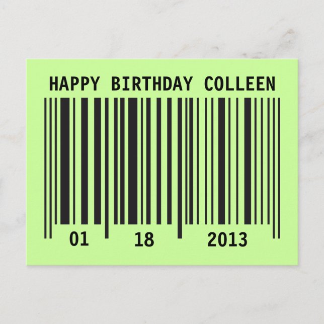 Barcode Happy Birthday Postkarte (Vorderseite)