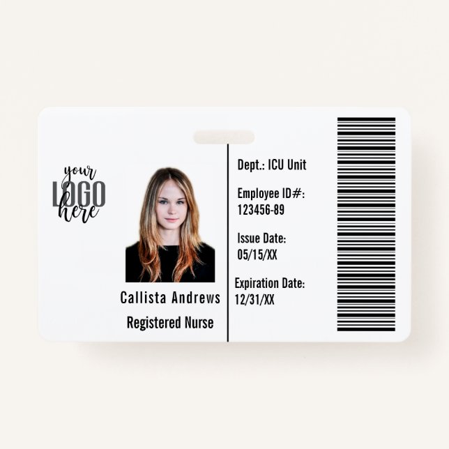 Barcode-ID des Fotos für Mitarbeiter eines benutze Ausweis (Vorderseite)