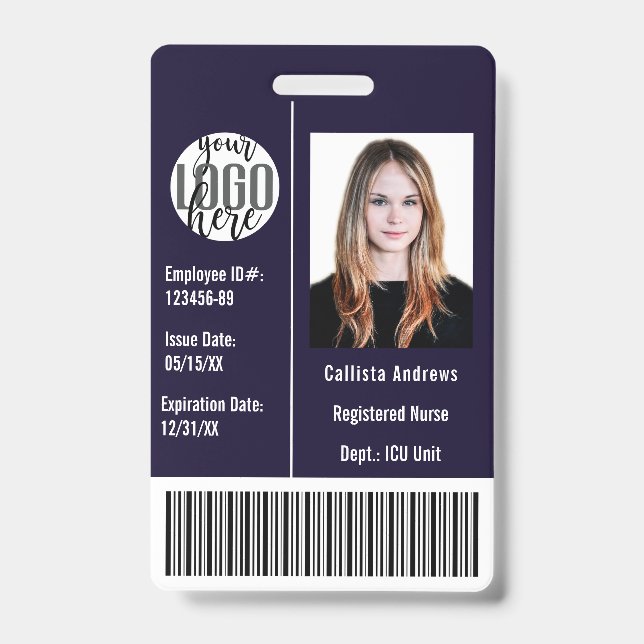 Barcode-ID des Fotos für Mitarbeiter eines benutze Ausweis (Vorderseite)