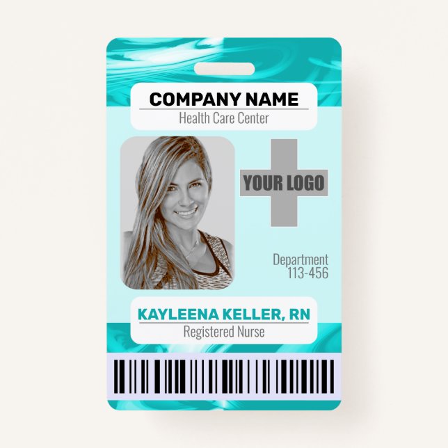 Barcode-ID-Foto-Vorlage Aquamarin grüne Marmornade Ausweis (Vorderseite)
