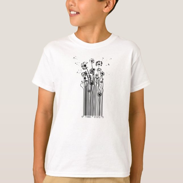 Barcode-Löwenzahn-Silhouette T-Shirt (Vorderseite)