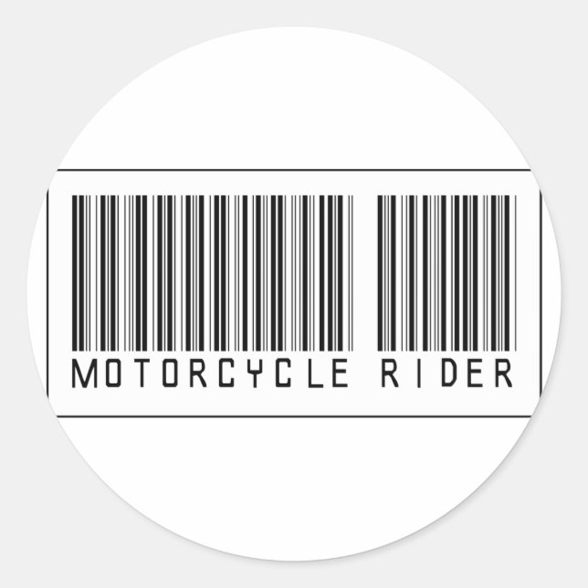 Barcode Motorradfahrer Runder Aufkleber (Vorderseite)