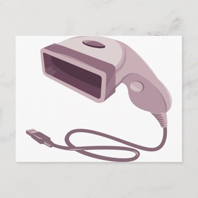 Barcode-Scanner-Lesegerät über Kabel Postkarte (Vorderseite)
