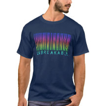 Barcode "UNZERBRECHLICH" Regenbogenfarben