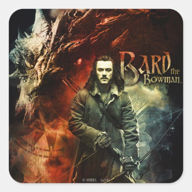BARD THE BOWMAN™ & Smaug Quadratischer Aufkleber (Vorderseite)