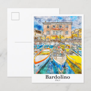Bardolino Italien Reisen Wasserfarben Handgezeichn Postkarte