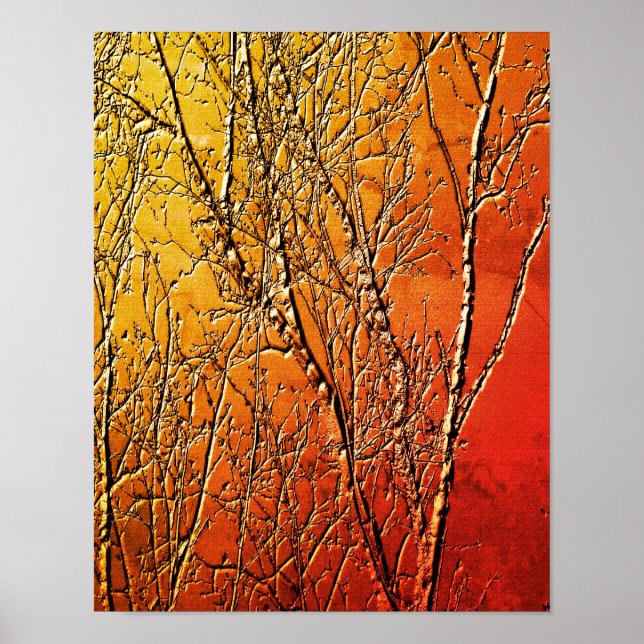 Bare Birch Tree Branches Abstrakt Poster (Vorne)
