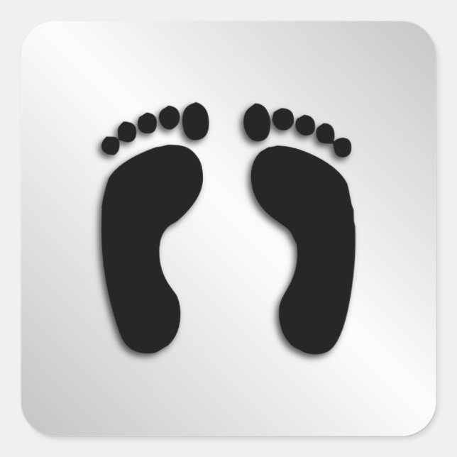 Bare Feet Prints Quadratischer Aufkleber (Vorderseite)