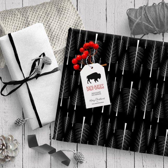 Bare Fir Trees White auf einer beliebigen Farbe ID Geschenkpapier (Von Creator hochgeladen)